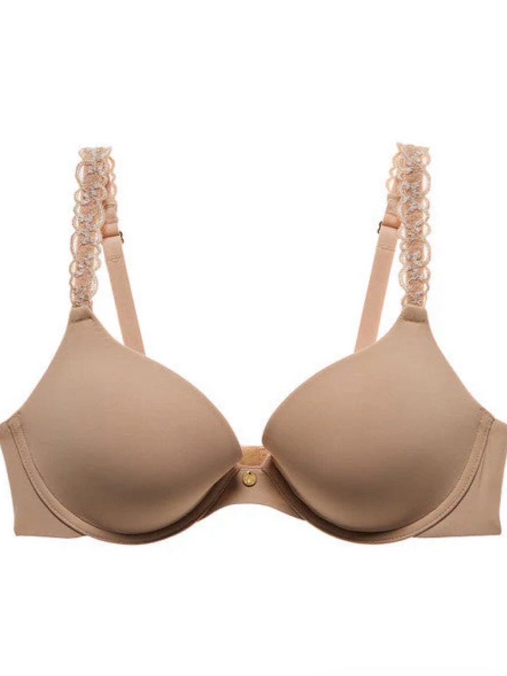 Natori Beige Lace-Trim Smooth T-Shirt Bra
